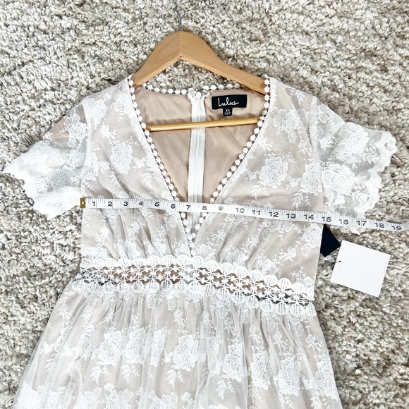 Lulu’s Magical Love White Lace Short Sleeve Mini Dress Size XS NWT - Picture 9 of 13